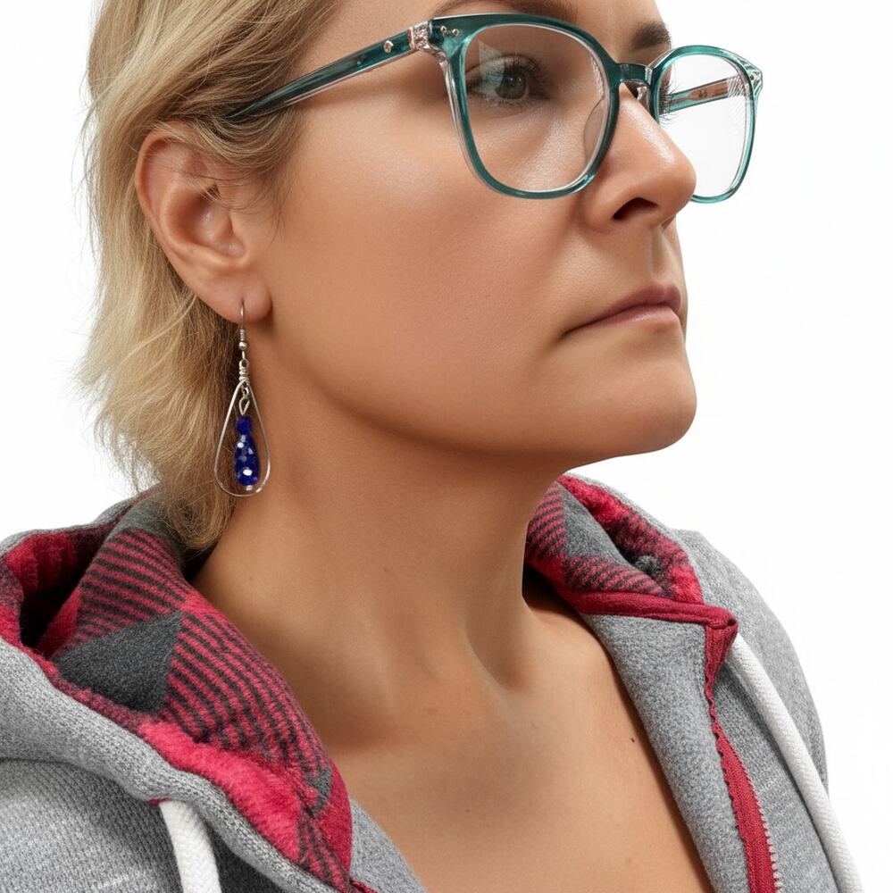 Silver and Blue Cobalt glass bead drop earrings